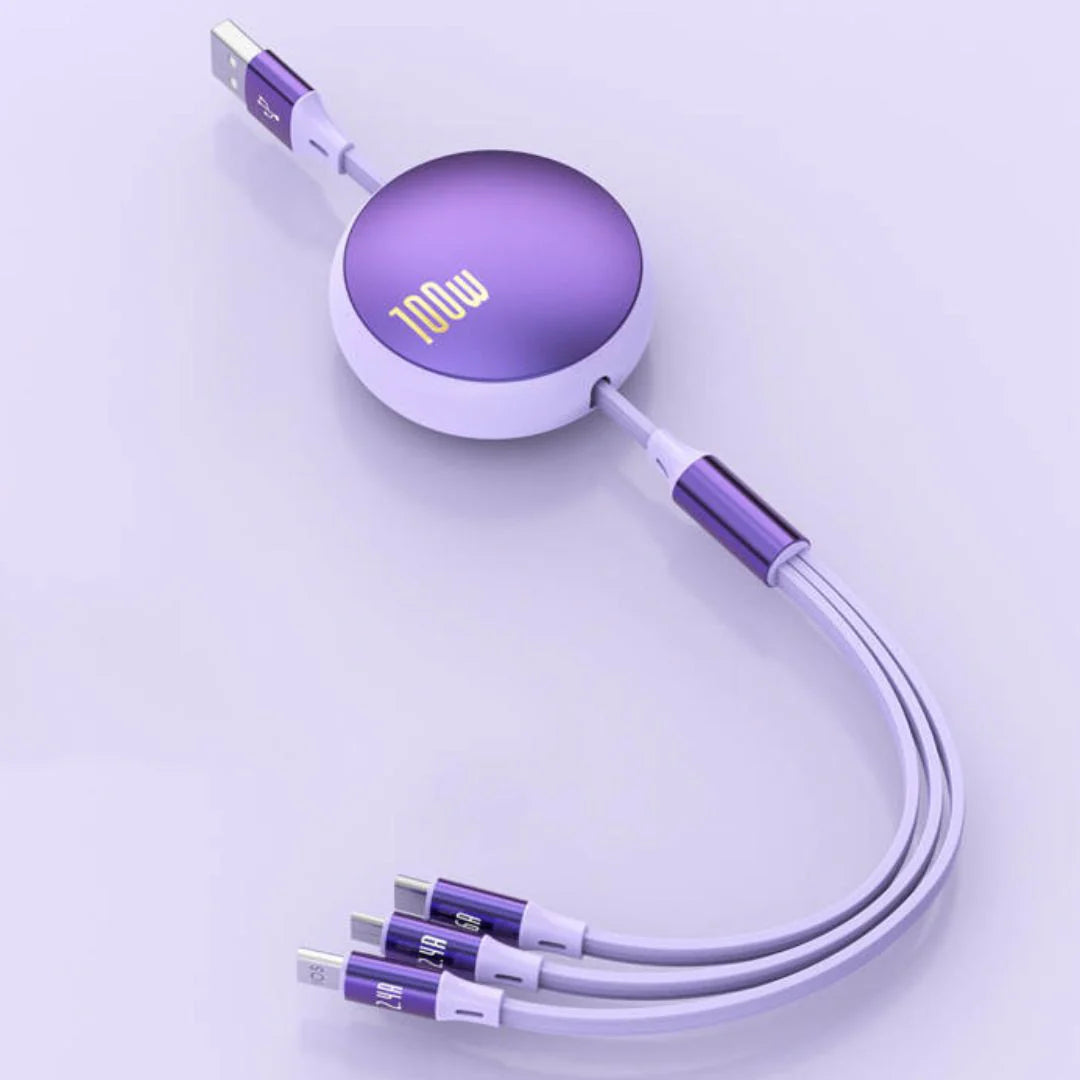 ⚡100W⚡ 3-in-1 Retractable Charging Cable