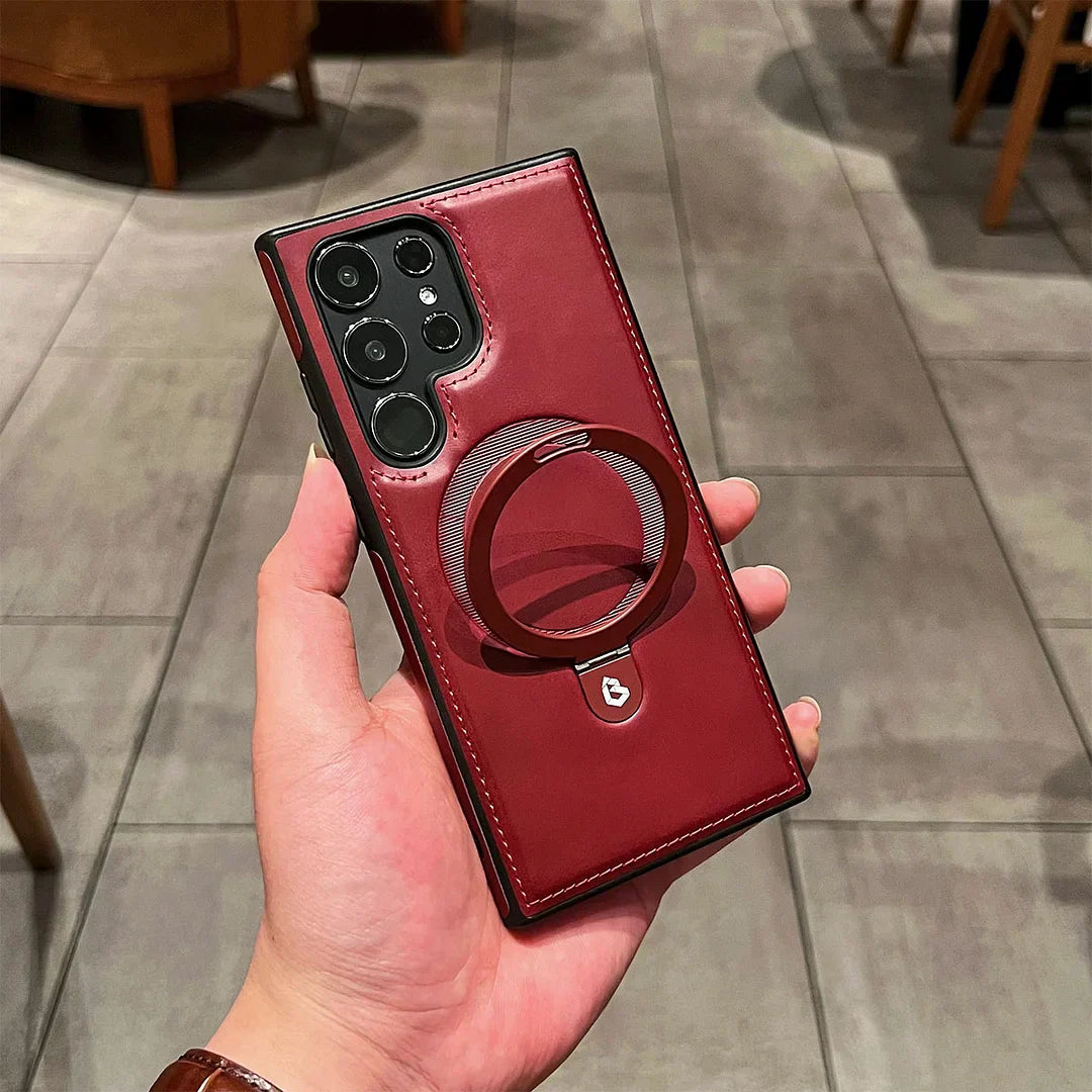 📱Full-Coverage Shockproof Leather Magnetic Stand Samsung Case✨