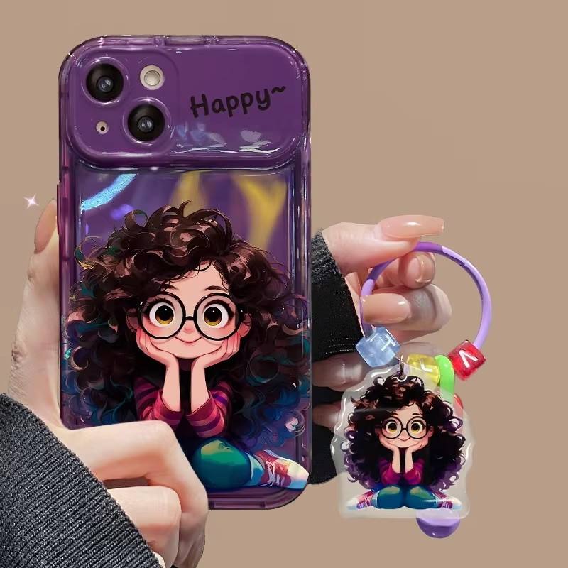 ๐ Don't Miss It | Cute Geek Girl Mirror Case with Charm for iPhone๐