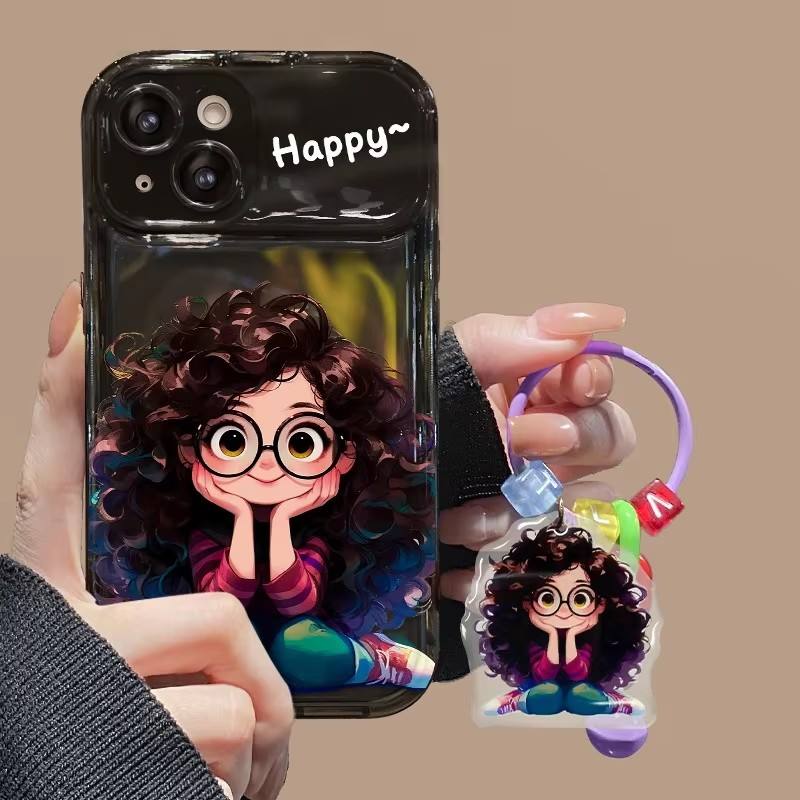 ๐ Don't Miss It | Cute Geek Girl Mirror Case with Charm for iPhone๐
