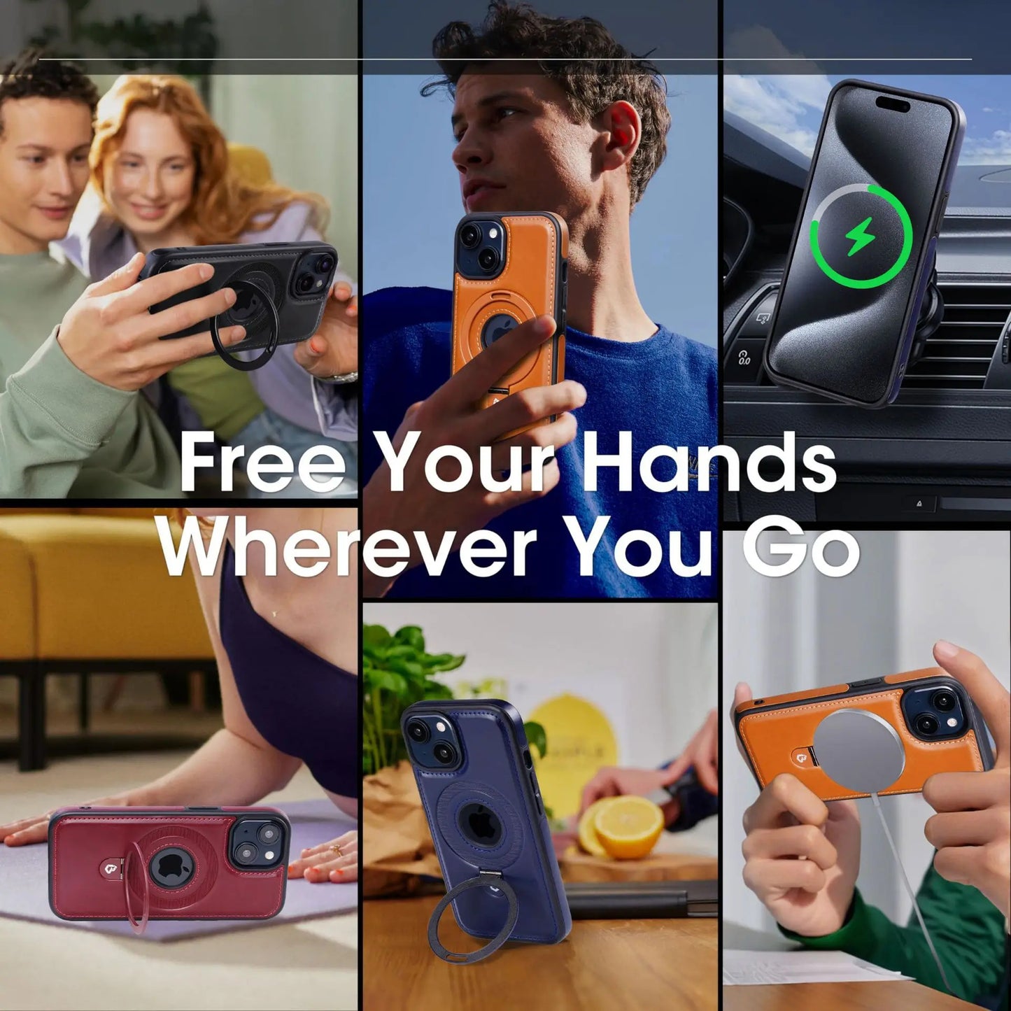 🔥🔥 Don't Miss It | 📱Full-Coverage Shockproof Leather Magnetic Stand iPhone Case