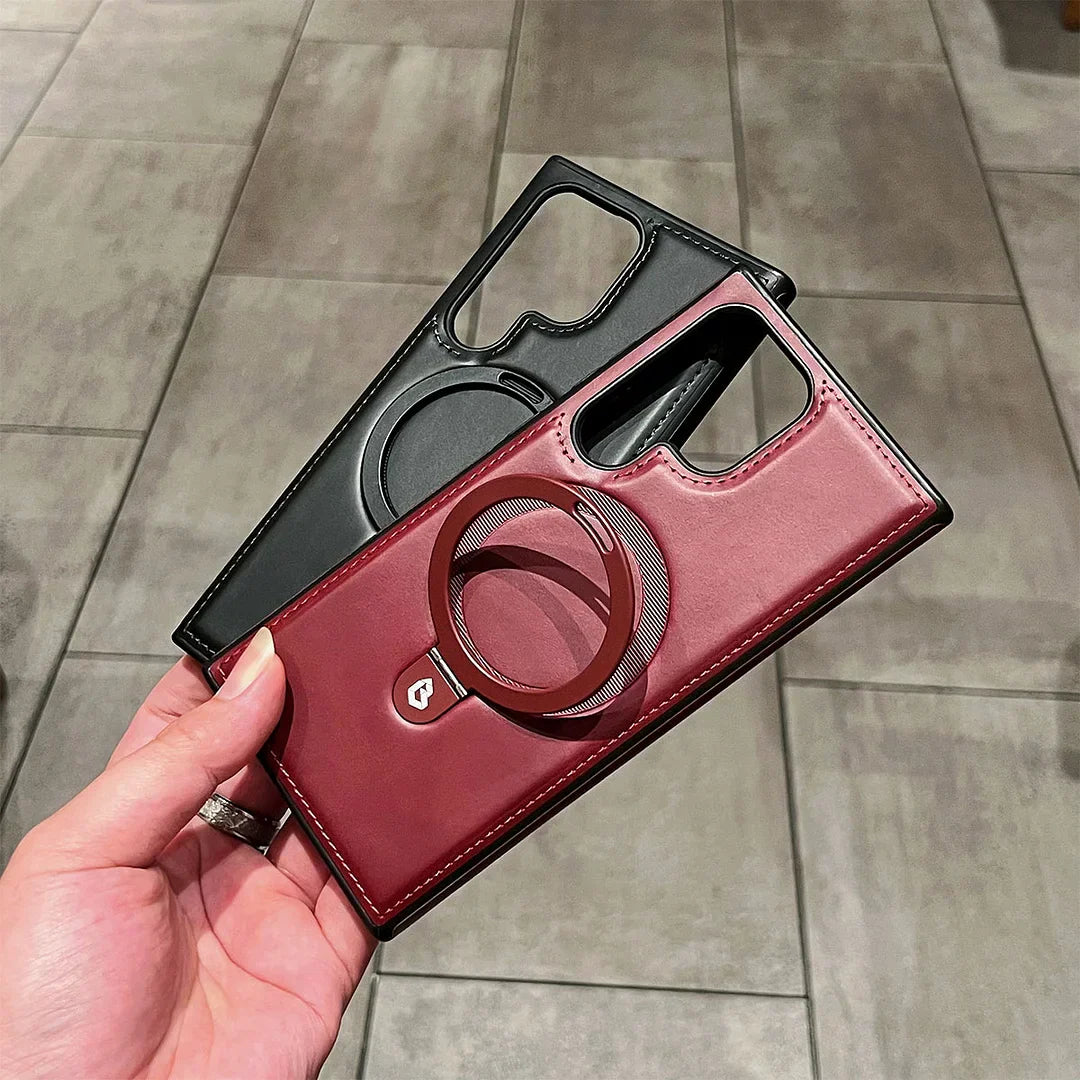📱Full-Coverage Shockproof Leather Magnetic Stand Samsung Case✨