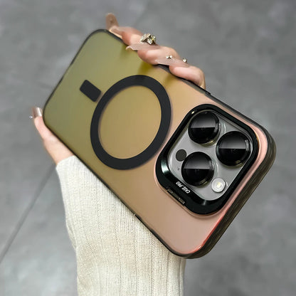 IndiMobi Mag-Safe Shockproof Gradient Matte Case | Metal Camera Lens Protector & Kickstand | Slim & Edge Protective Cover For iPhone📱