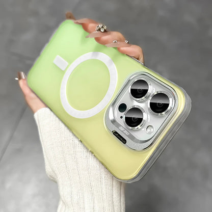 IndiMobi Mag-Safe Shockproof Gradient Matte Case | Metal Camera Lens Protector & Kickstand | Slim & Edge Protective Cover For iPhone📱
